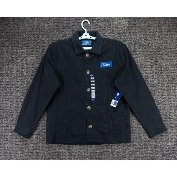 Ford Motors Chore Jacket Mens Medium Black Heavy Twill Graphic Print Logo NWT - Picture 1 of 16
